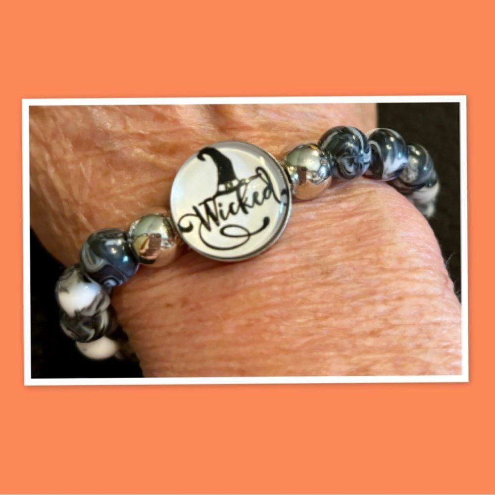 Halloween Snap Button Beaded Stretchable Bracelet - image 1